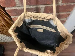Faux Leather Tote Bag Beige thumbnail 6