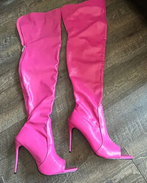 Cape Robbin Toxic thigh-high Hot Pink‎ Over The Knee Peep Toe Stiletto Boots 8 thumbnail 1