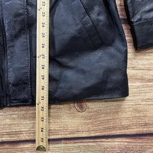Phase Two Black Leather Jacket Womens Medium Full Zip Pockets thumbnail 6