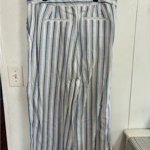 LOFT Striped Blue and White Wide Leg Woman’s Pants NWOT Size 16 thumbnail 2