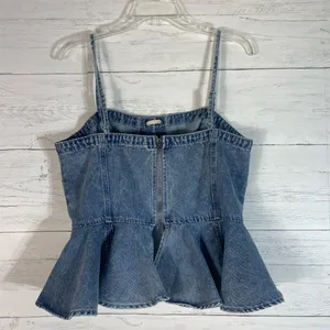Freemarket by Flying Tomato denim peplum front lace up detail size L juniors thumbnail 2