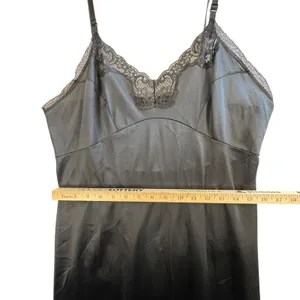 Adonna JCPenney Black Nylon Lace Slip Dress Vtg Lingerie Sz 38 M Y2K Whimsygoth‎ thumbnail 6