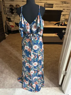 Lulus floral wrap dress with straps and flutter sleeves NWT thumbnail 4