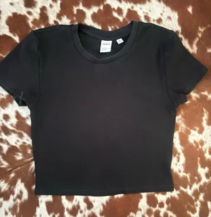 TNA by Aritzia Black Ribbed‎ Crewneck Women's Top thumbnail 1