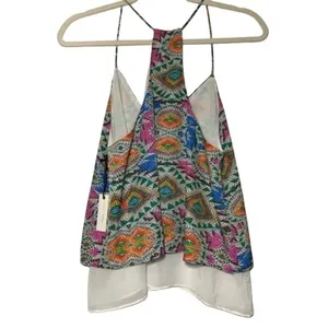 Lovers + Friends Mosaic Cami Size Medium Poppy Layered Tank Sz M New thumbnail 3