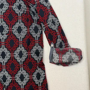 Tommy Hilfiger‎ Top Sz L Abstract Patriotic Print Button Up Shirt Preppy Casual thumbnail 4