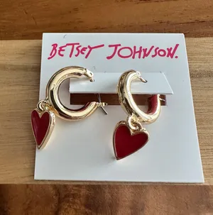 Betsey Johnson Heart Huggies Earrings thumbnail 1