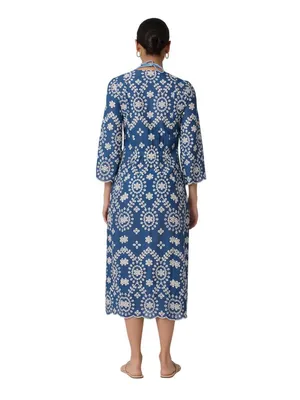 Shoshanna Embroidered Chambray Cover-Up Maxi Dress Chambray Blue / White M thumbnail 11