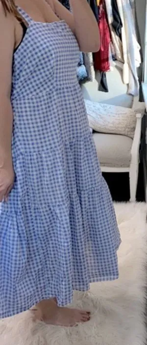 Time and Tru blue & white checkered maxi dress size XLarge thumbnail 1