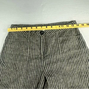 Sundance Linen Blend Pants Womens 2 Beige Black Striped Wide Leg Trousers thumbnail 9