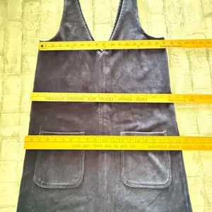 Marine Layer Leighton Navy Blue Corduroy V Neck Shift Pinafore Dress Pocket Sz M thumbnail 5