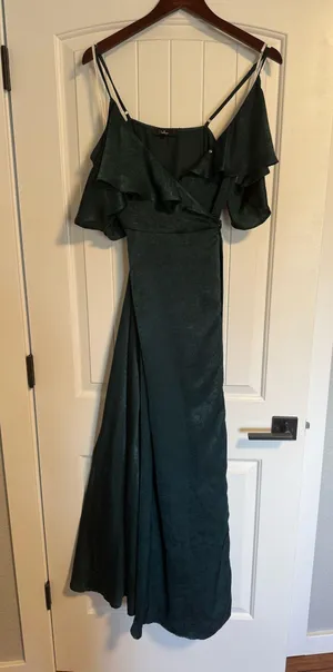 Lulus Satin Emerald Green Dress Maxi thumbnail 1