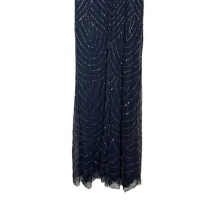 Adrianna Papell Navy Blue Sleeveless Blouson Beaded Cocktail Formal Gown Size 6 thumbnail 8