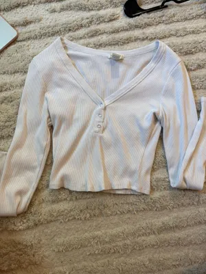 White Bozzolo Long Sleeve Crop Top thumbnail 1