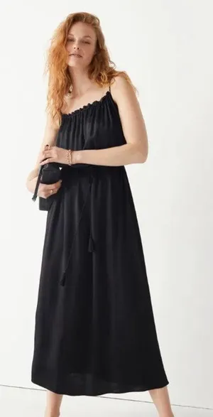 NWT & Other Stories Strappy Tassel Tie Maxi Dress Black sz. 2 thumbnail 1