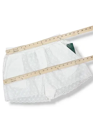 Wild Fable Eyelet Scallop Hem Boxer Shorts White XS‎ Cottagecore Elastic Pull On thumbnail 12