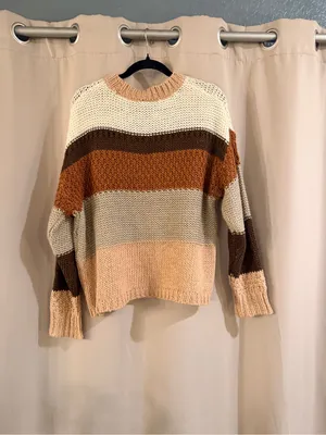 Daytrip Striped Crewneck Sweater in Cream, Tan & Brown thumbnail 2