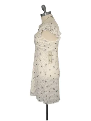 No Boundaries NWT Sz S Double Ruffle Ruched Mini Dress Winter White Floral thumbnail 5