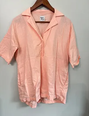 Princess Polly Pink Linen Cotton Blend Short Sleeve Button Front Romper‎ Size 0 thumbnail 1