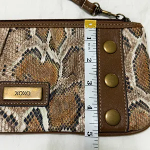 XOXO Snakeskin Print Wristlet Clutch Brown‎ Faux Leather Studded Bag Y2K thumbnail 11