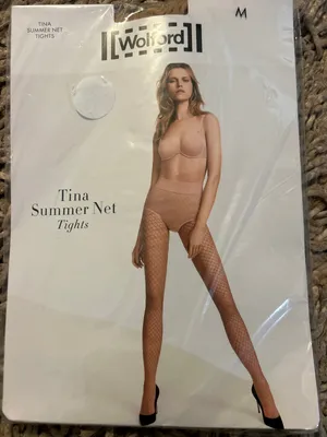WOLFORD Tina Summer Net Tights Fishnet Nude Size Medium M Gobi New w Package NWT thumbnail 1