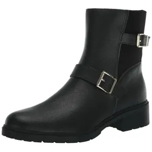 Anne Klein Boots Size 10.5 Black Block Heel Almond Toe Buckle‎ Detail NEW thumbnail 11