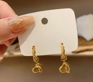 18K Gold Plated Love Heart Dangle Drop Earrings for Women thumbnail 1