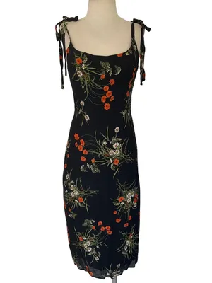 Reformation Besse Dress in Black Floral 6 Womens Midi thumbnail 5