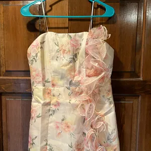 NWT Klesis Floral Tube Dress‎ L Large Strapless Statement Ruffle Mini Wedding thumbnail 5
