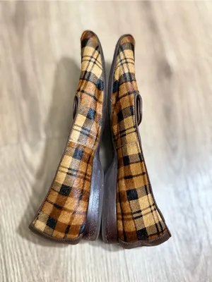 ANTONIO MELANI Larrah Plaid Calf Hair Loafers 9M Brown Tan Leather Flats‎ thumbnail 5