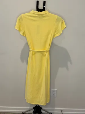 Lulus Yellow Linen Blend Button-Front Belted Midi Shirt Dress XS NWT thumbnail 5