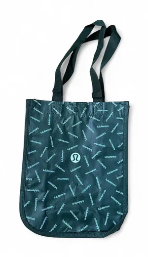 Lululemon Black Logo Tote Bag Reusable Shopper Minimal Gym Aesthetic Carryall OS thumbnail 1
