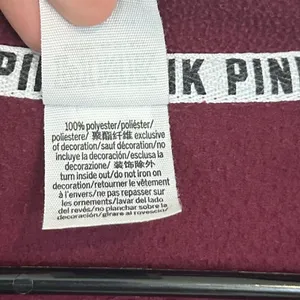 Victoria's Secret PINK Maroon Quarter Zip Fleece Sweater - Large thumbnail 3