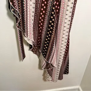 Women's True Wrap Maxi Skirt White Black Brown Pink Floral Geometric Boho Gypsy thumbnail 10