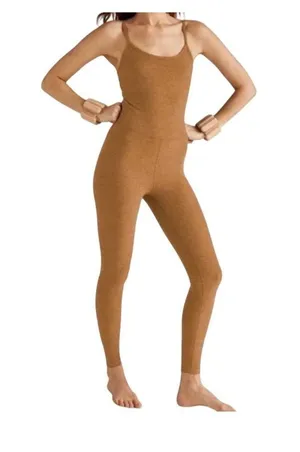 Beyond Yoga Spacedye Uplevel Midi Jumpsuit Size M In Caramel Toffee thumbnail 1