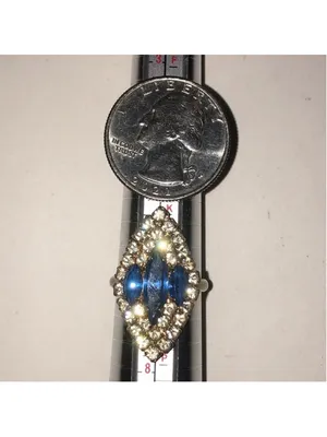 Gold Tone Blue Marquise Crystal Statement Ring thumbnail 4