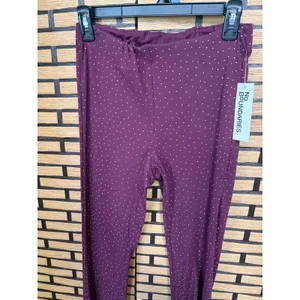 No Boundaries Burgundy Blingy‎ Flare Pull On Pants Size XS thumbnail 3