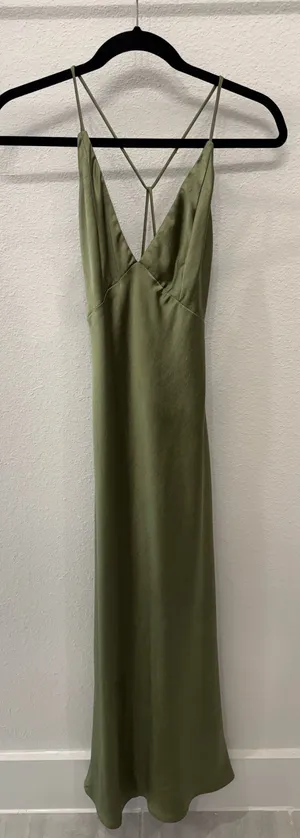 Hello Molly Midi Dress Green Satin thumbnail 1