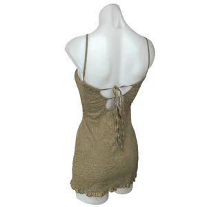 Free People Iyla Green Smocked Sleeveless Cami Camisole Mini Tank Dress Size XS thumbnail 2
