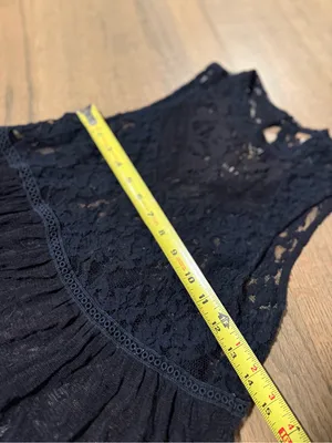 Free People Black Lace Sheer Layering Top Size Small thumbnail 3