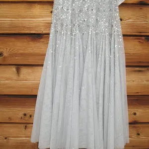 Mac Duggal Light Blue Size 6 Beaded Sequin Rhinestone High Neck MIDI Dress Gown thumbnail 8