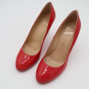 Christian Louboutin Punch Dolly Pump Womens 7.5 Red Patent Leather Stiletto Heel thumbnail 5
