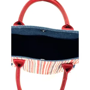 Longaberger Denim Red and White Tote Bag thumbnail 3