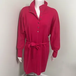 ANTHROPOLOGIE Daily Practice Polo Knit Mini Tunic Dress Hot Pink Small NEW thumbnail 6