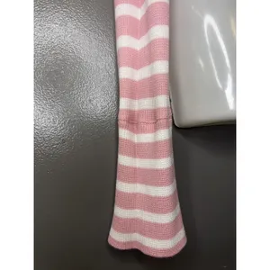 OFFLINE By Aerie Shirt Womens Medium Pink Stripe Henley Cropped Long Sleeve thumbnail 3