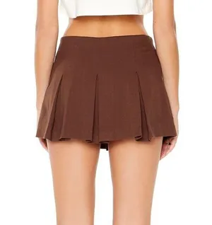 Forever 21 Pleated Brown Mini Skort thumbnail 2