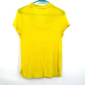 Lacoste size 38 made in Morrocco‎ bright yellow mock neck tee linen blend thumbnail 2