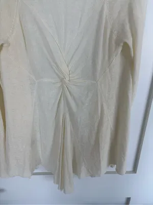 Anthropologie Angel of the North Ivory Linen Blend Open Cardigan Twist Back-S thumbnail 8