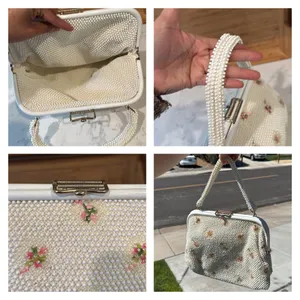 1950s Beaded Reversible Purse Vintage Top Handle Handbag Mid Century cottagecore thumbnail 4