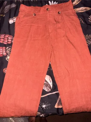 Source Unknown Chic Burnt Orange Linen Pants thumbnail 1